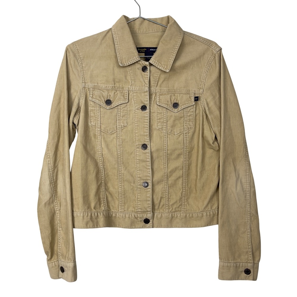Y2K Abercrombie & Fitch Corduroy Trucker Jacket Medium Tan Vintage